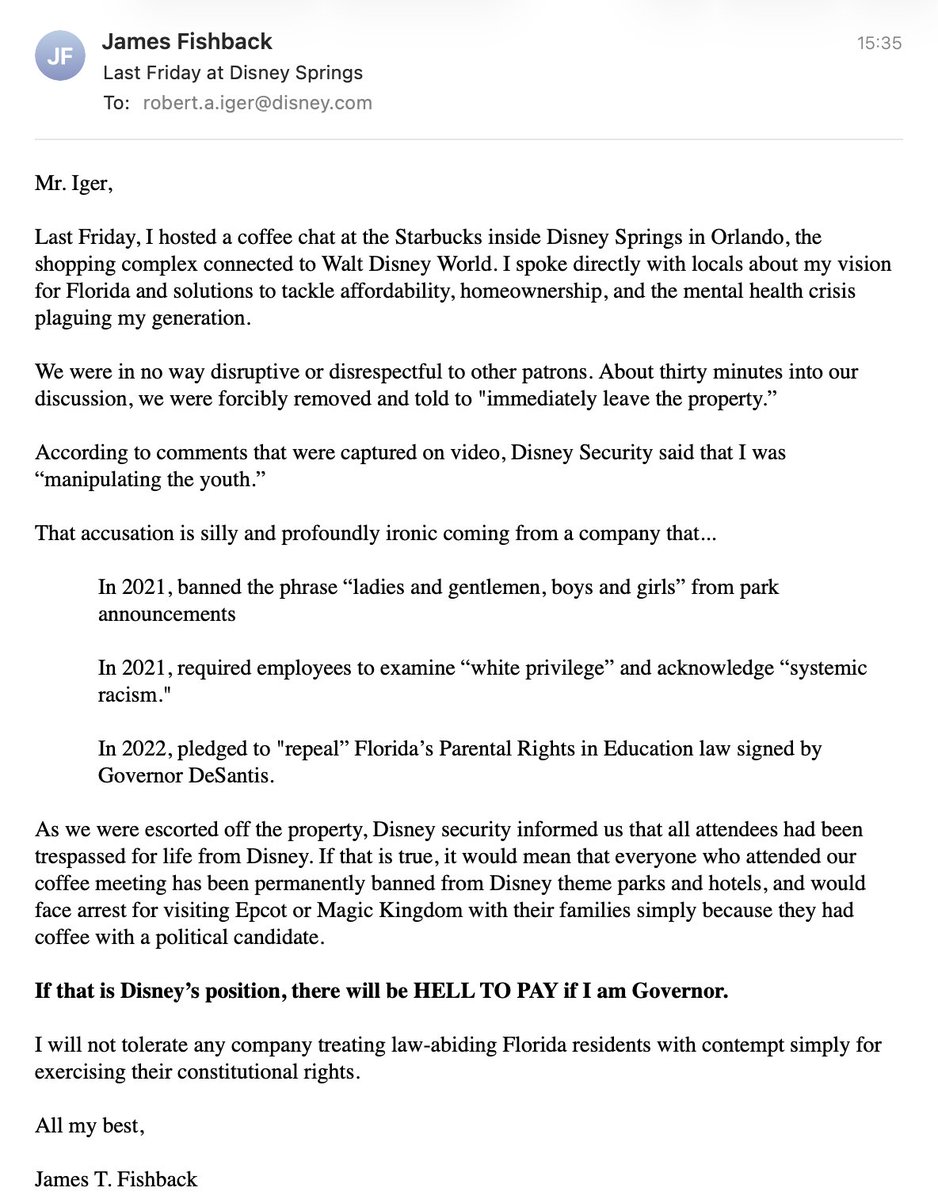 James Fishback at Disney Springs before being banned